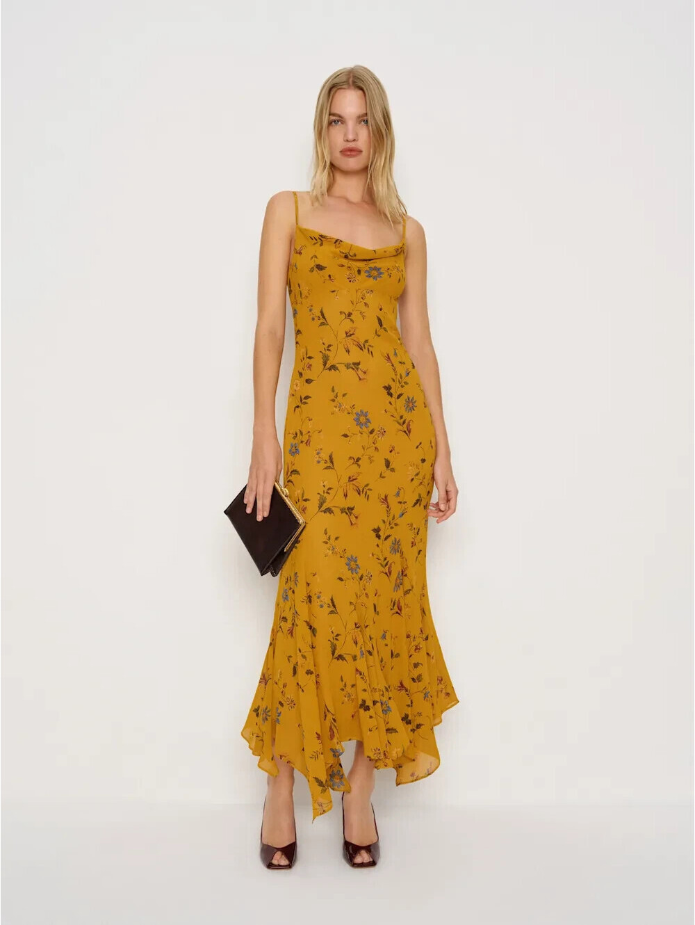 NWD Reformation Lluvia Fit & Flare Dress in Yellow size 8 #MD2659